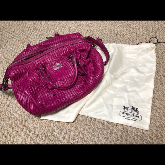Coach Handbags - {{ Coach Fuchsia Ruched Bag with Dust Bag }}